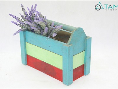 Khay gỗ trang trí xách tay 3 sọc màu số 20